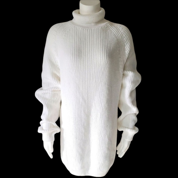 ZARA White Turtleneck Long Women's Sweater. XL. - Picture 2 of 9
